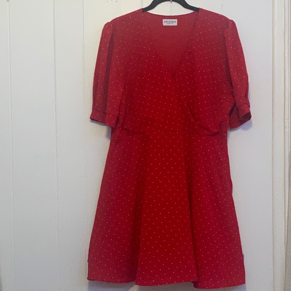 Red and white polka dot dress